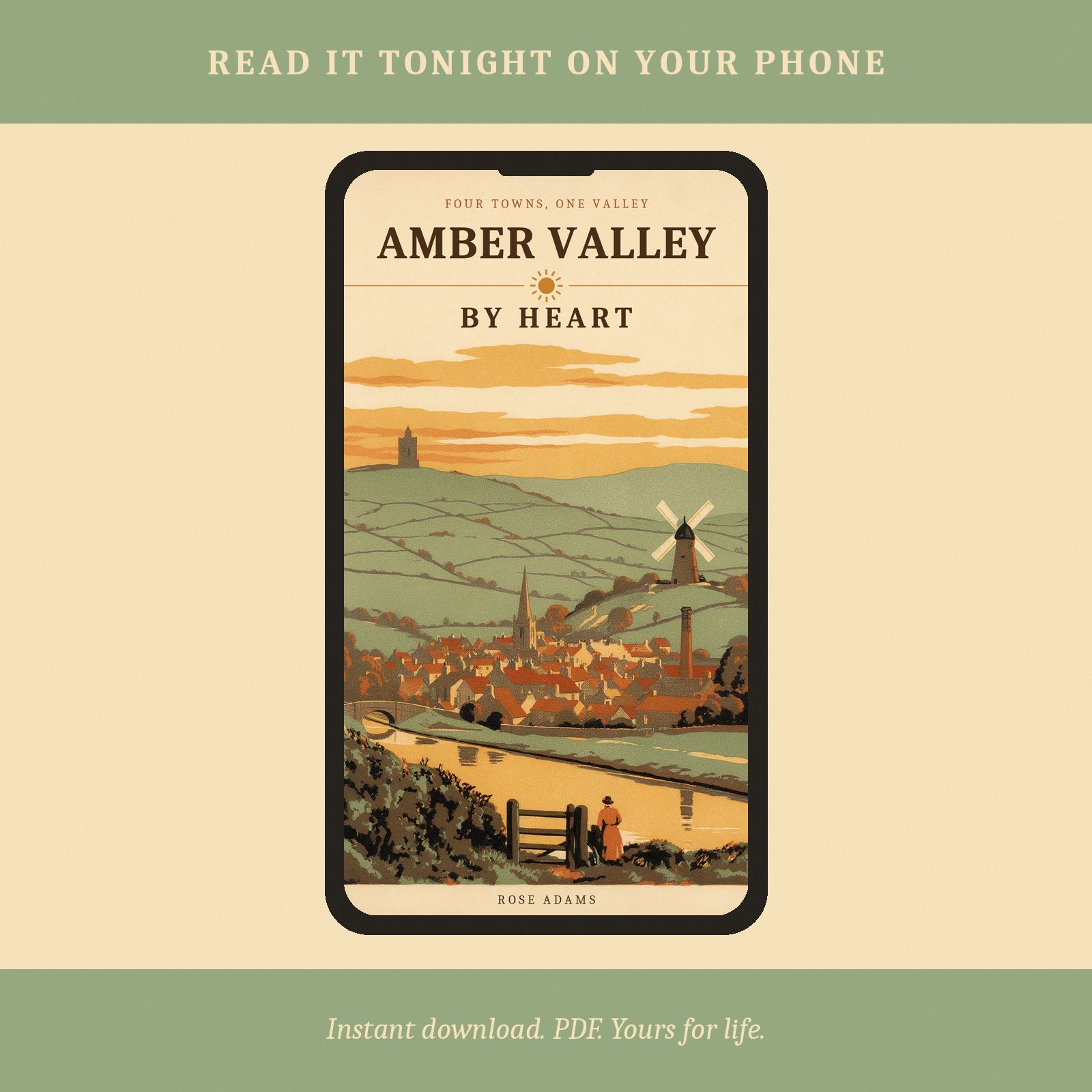 The ebook shown on a phone, instant PDF download