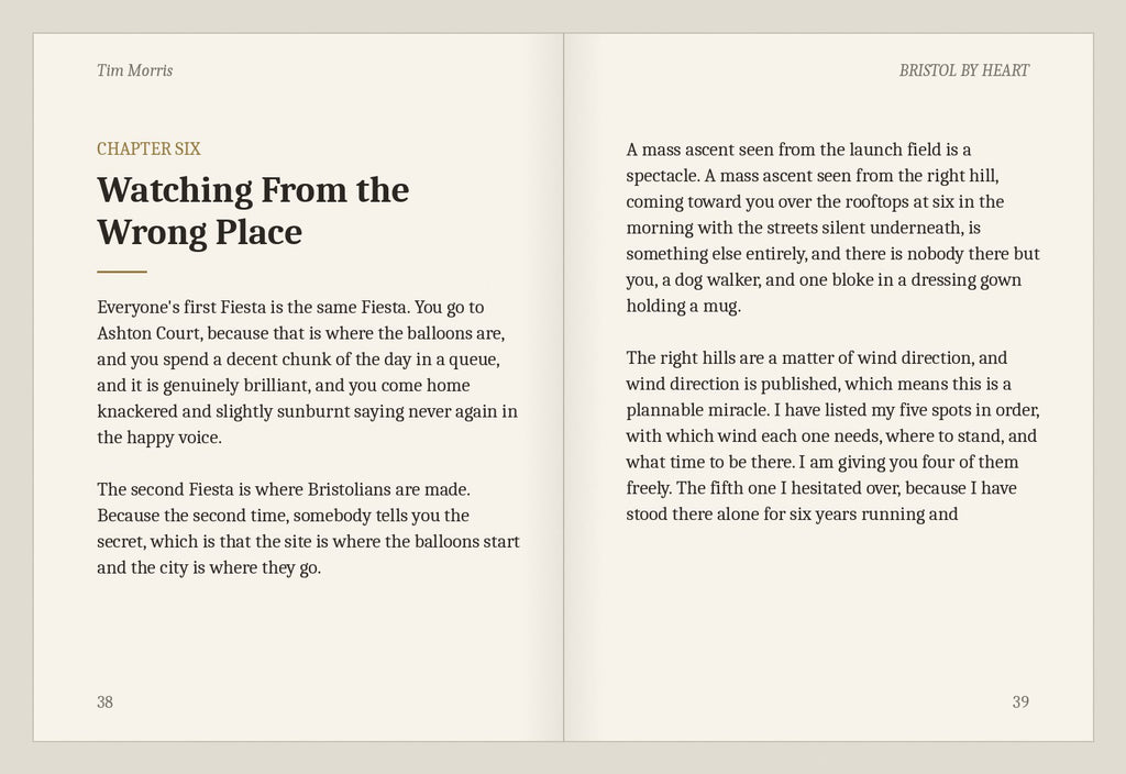 Two-page spread from the Fiesta chapter of Bristol By Heart