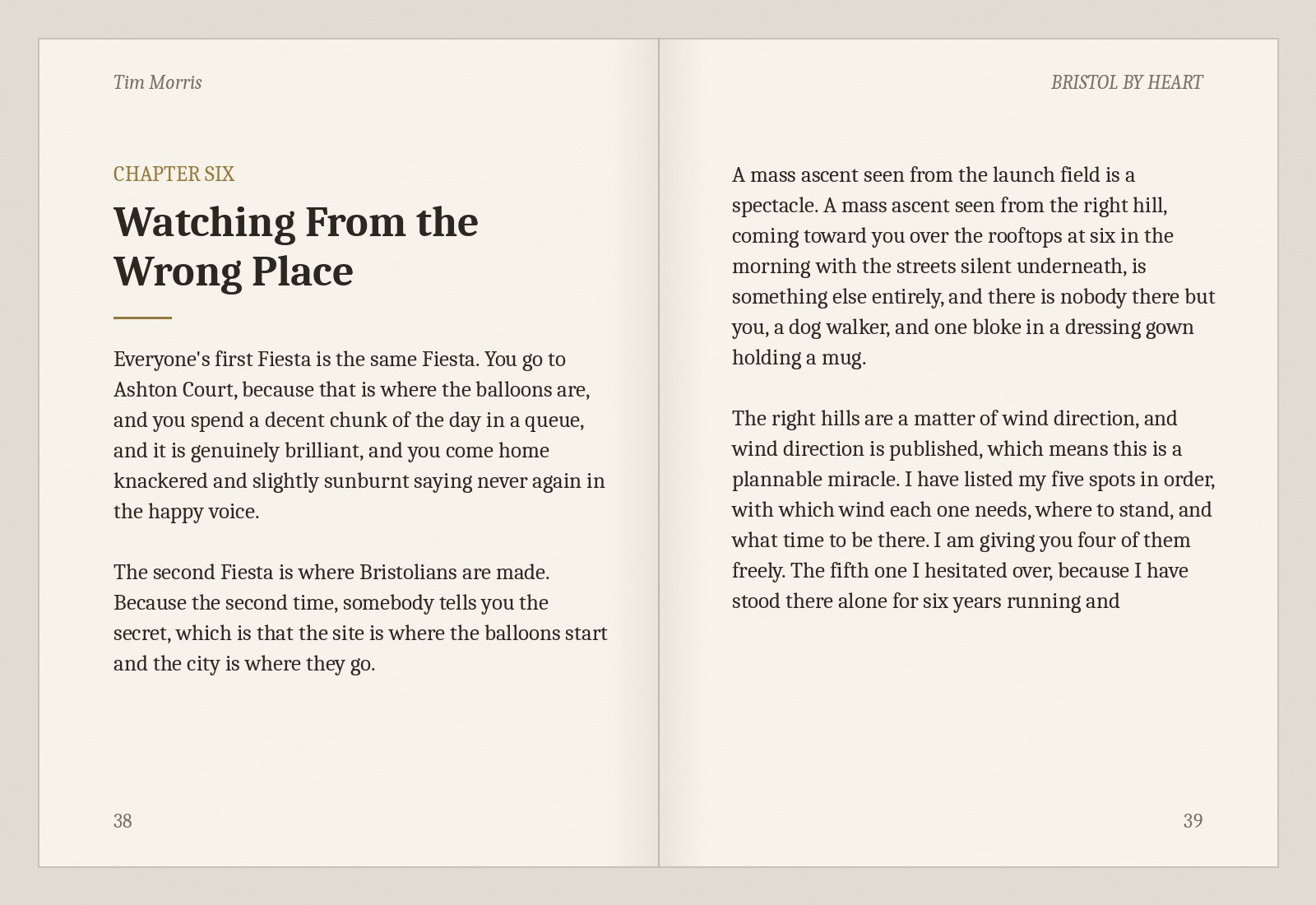 Two-page spread from the Fiesta chapter of Bristol By Heart