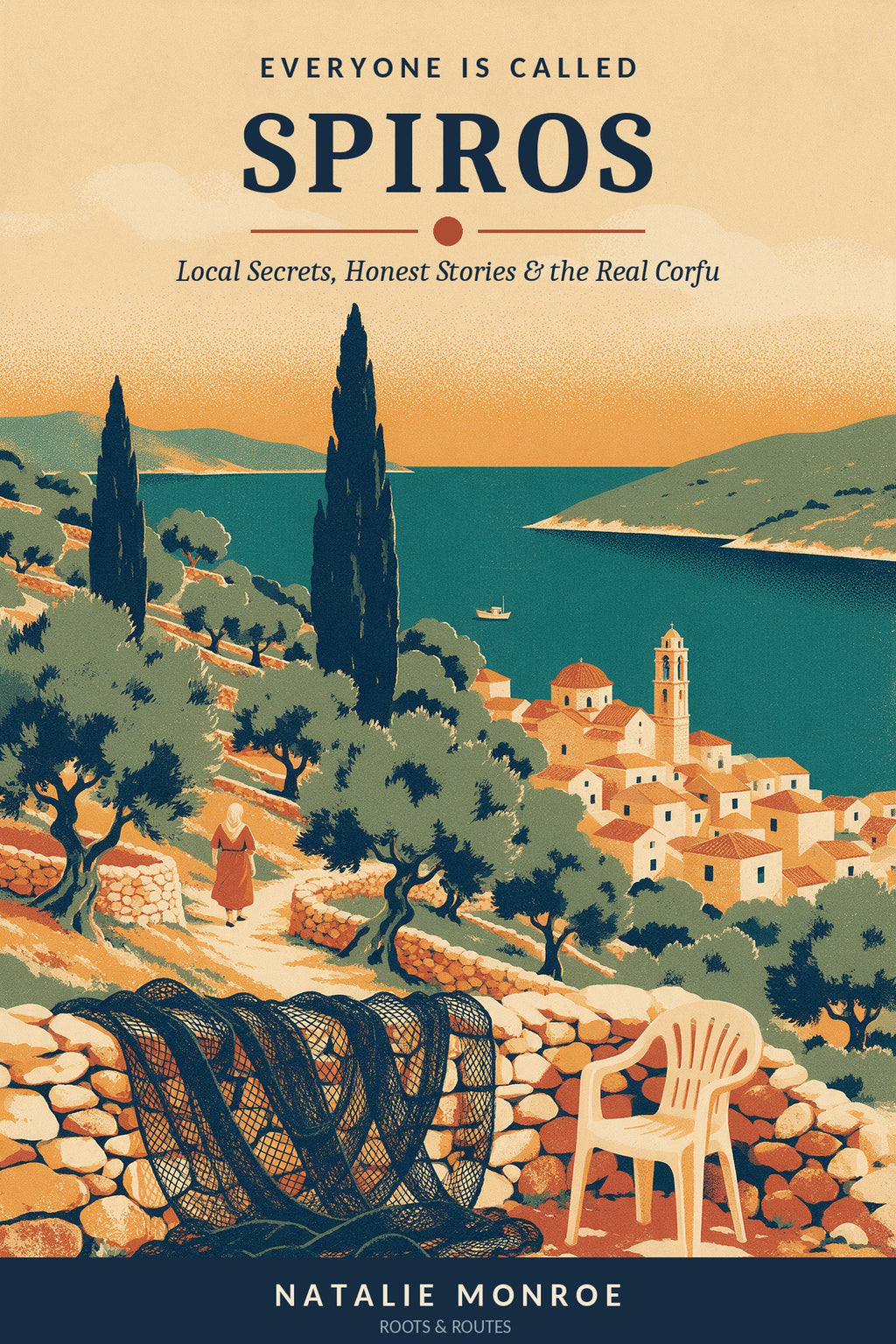 Everyone Is Called Spiros, Corfu guide cover by Natalie Monroe