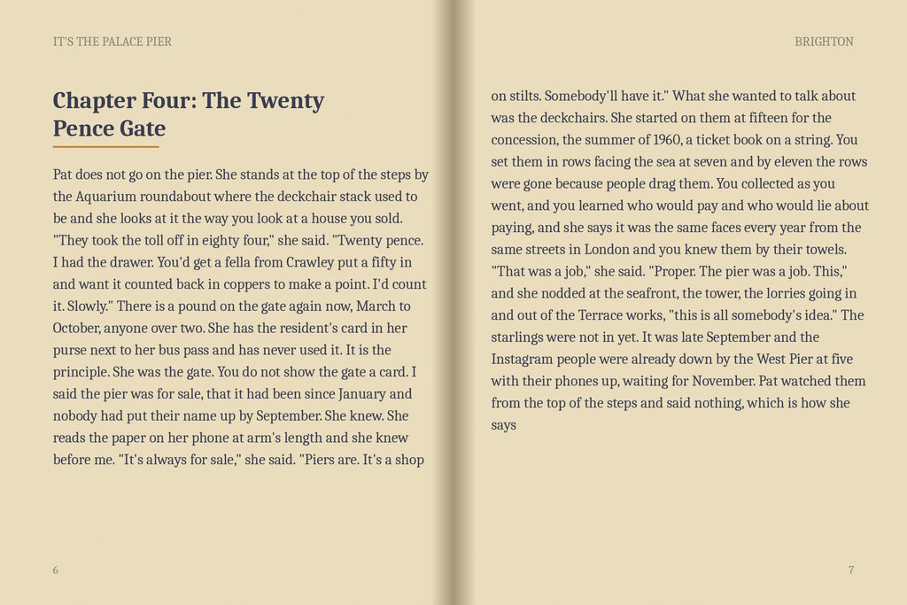 A real two-page spread from the Brighton ebook, Chapter Four: The Twenty Pence Gate