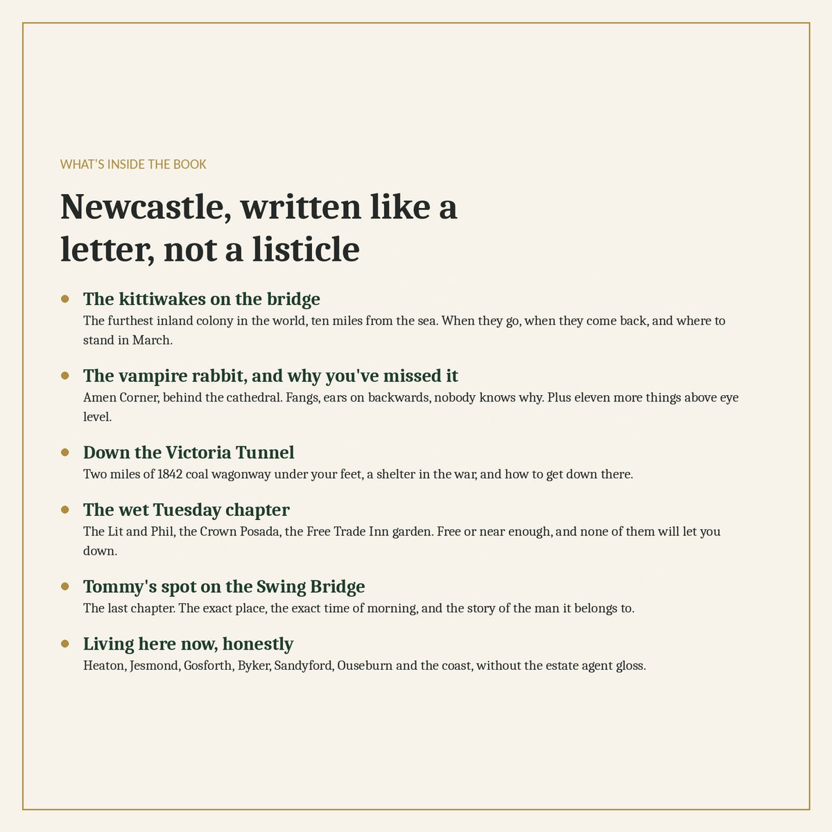 What is inside Howay Home, Newcastle By Heart