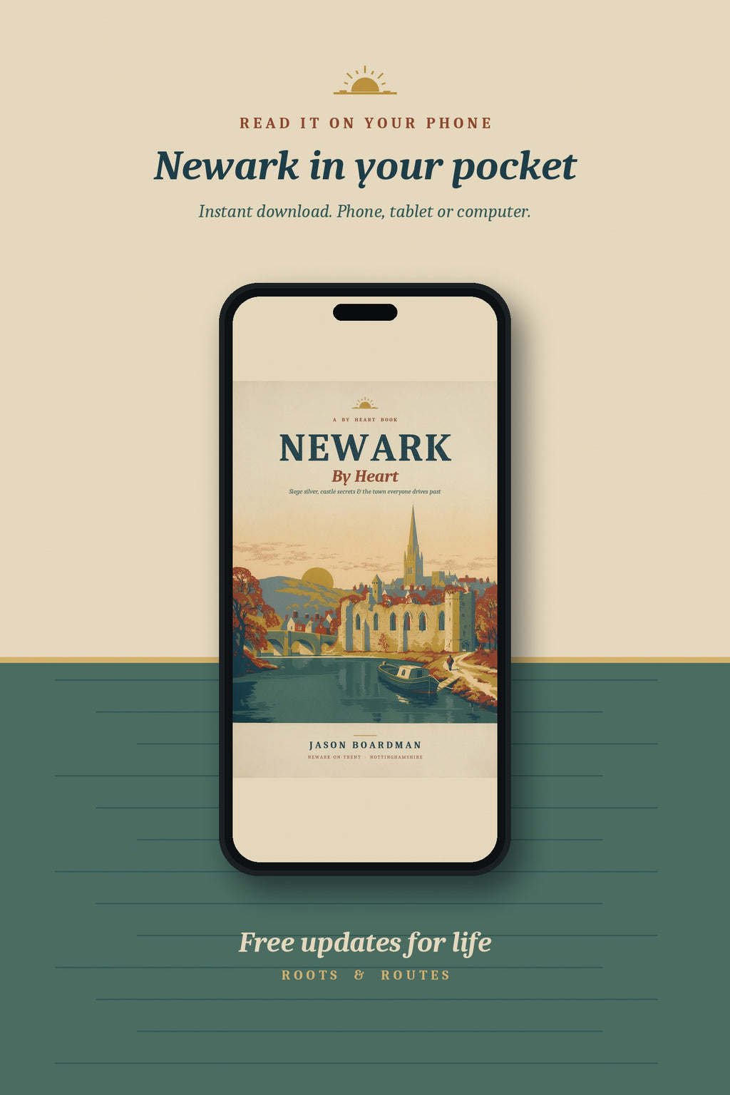 Newark By Heart ebook shown on a phone