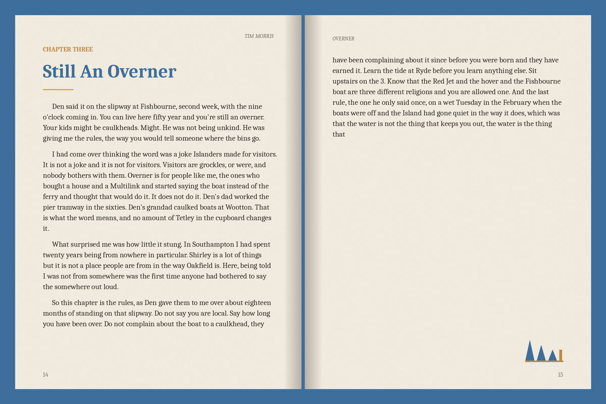 A real two-page spread from the Isle of Wight ebook, Chapter Three: Still An Overner