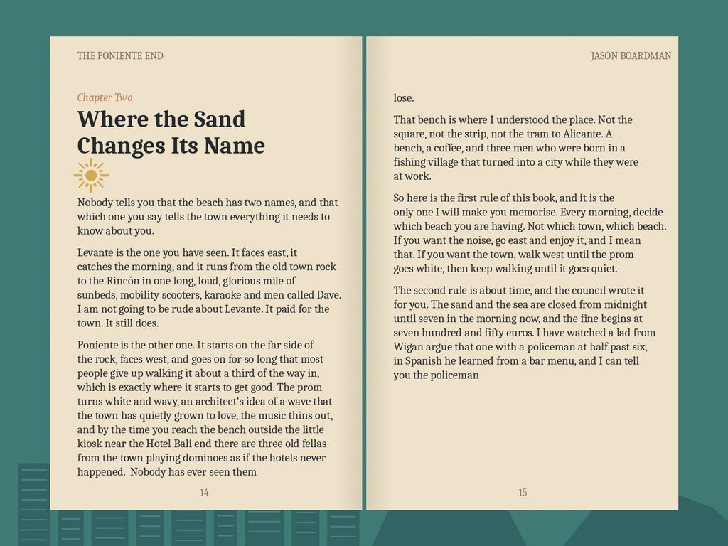 Chapter Two, Where the Sand Changes Its Name, page spread