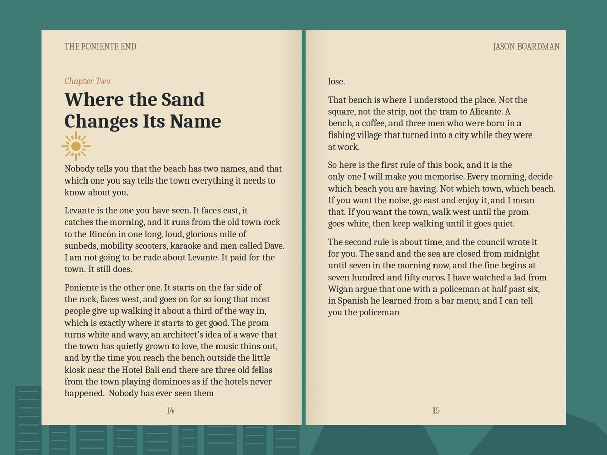 Chapter Two, Where the Sand Changes Its Name, page spread
