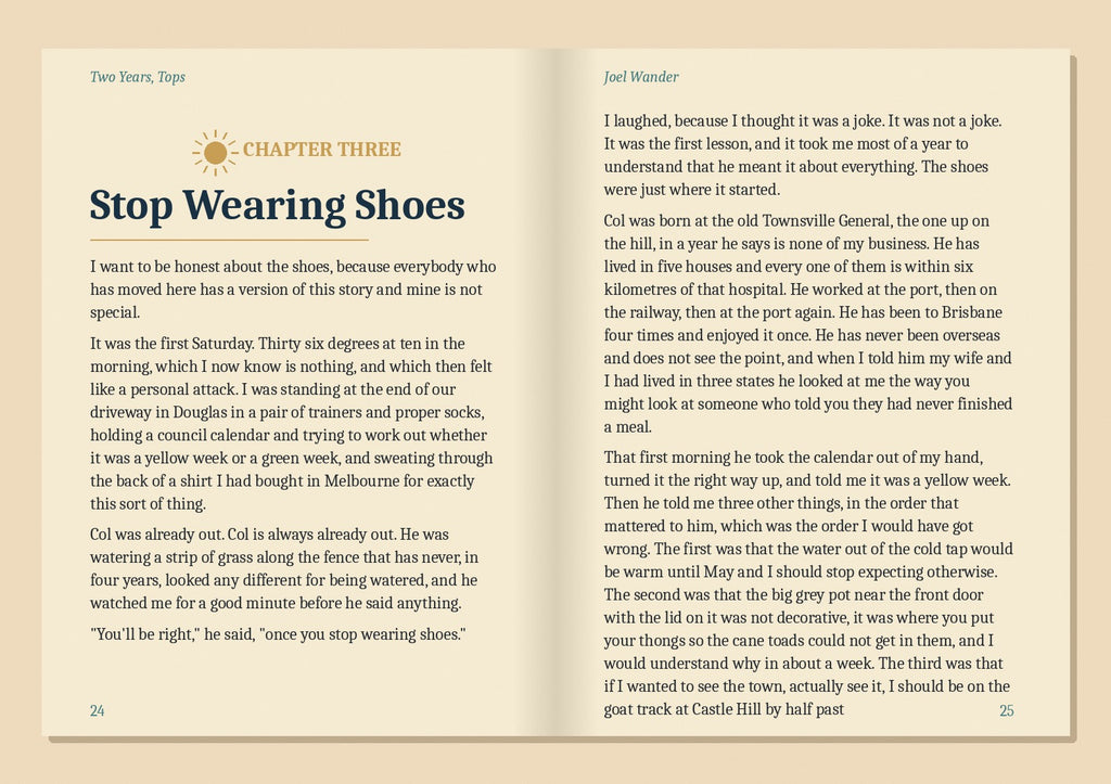 Two-page spread from Chapter Three: Stop Wearing Shoes