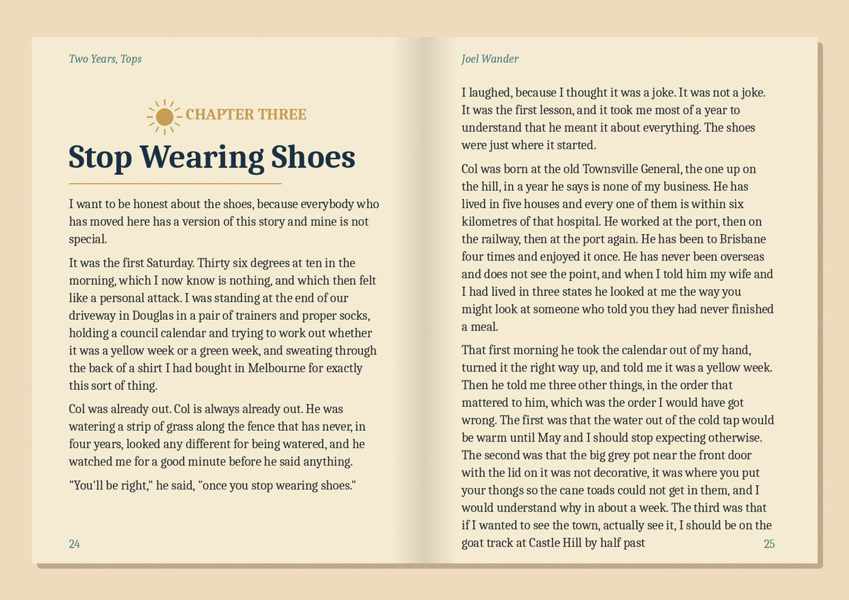 Two-page spread from Chapter Three: Stop Wearing Shoes