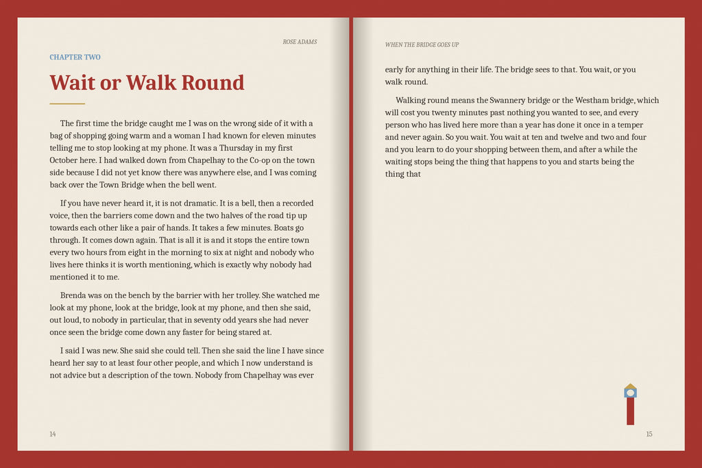 A real two-page spread from the Weymouth ebook, Chapter Two: Wait or Walk Round